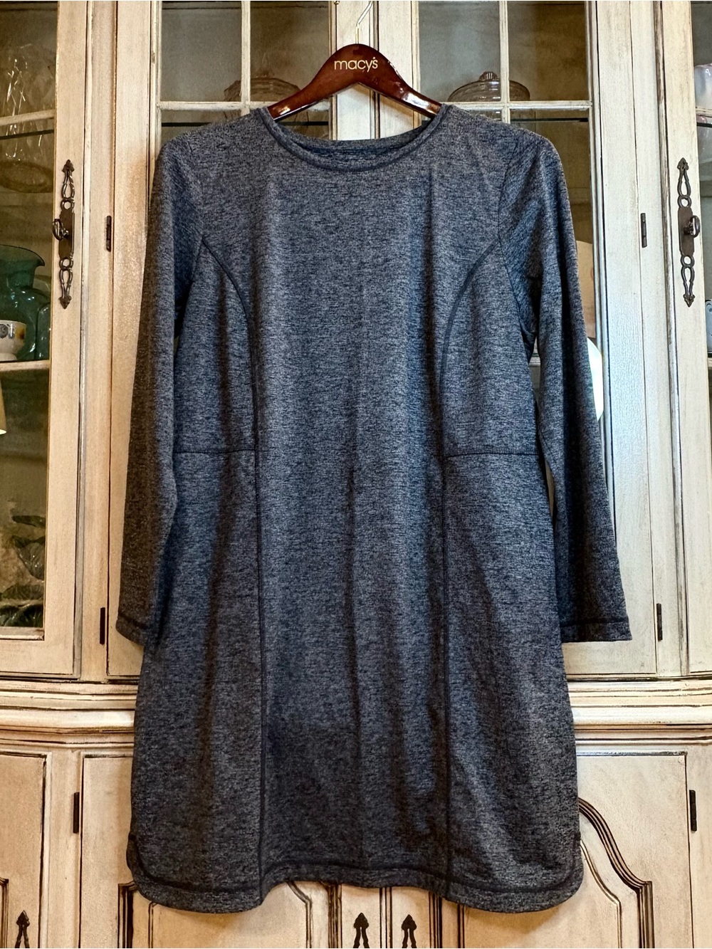 J. Jill Charcoal Heather Long Sleeve Marled Shirttail Dress